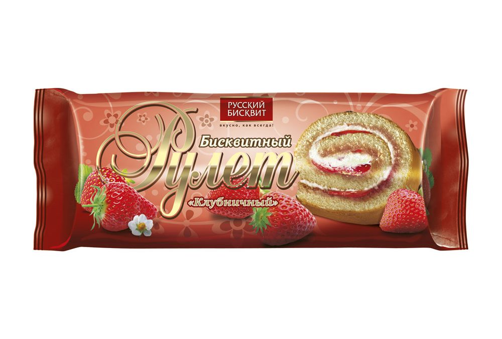 Рулет со вкусом клубники со сливками