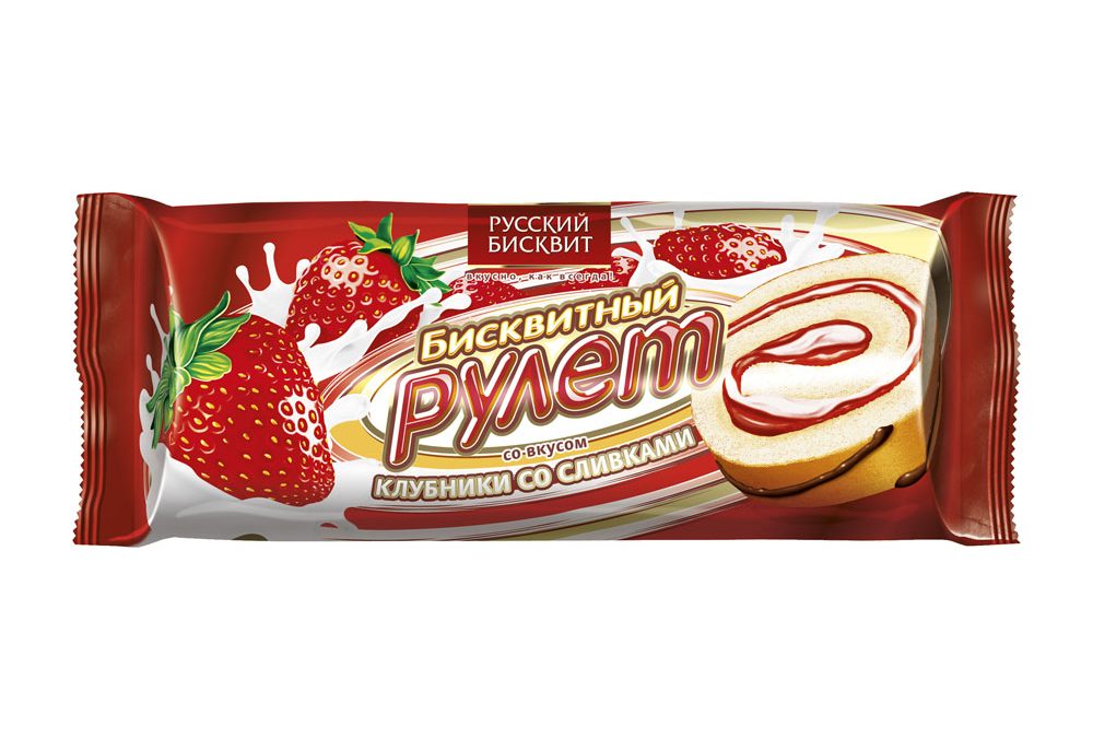 Рулет со вкусом клубники со сливками